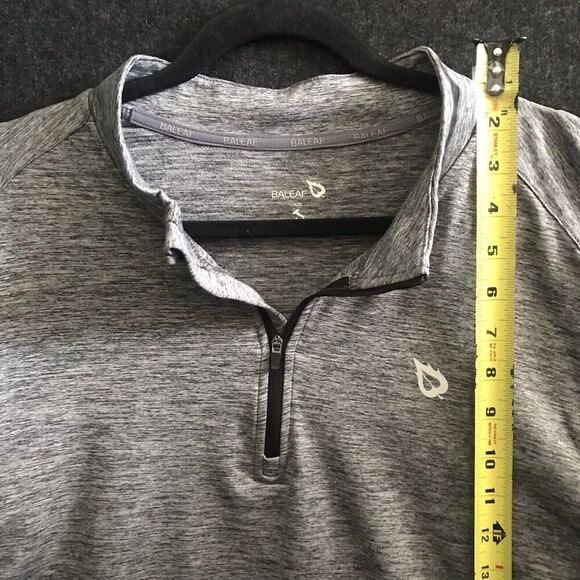 BALEAF Men's 1/4‎ Zip XXL 2XL Running Shirt Long Sleeve Pockets Gray Pullover - Picture 9 of 10